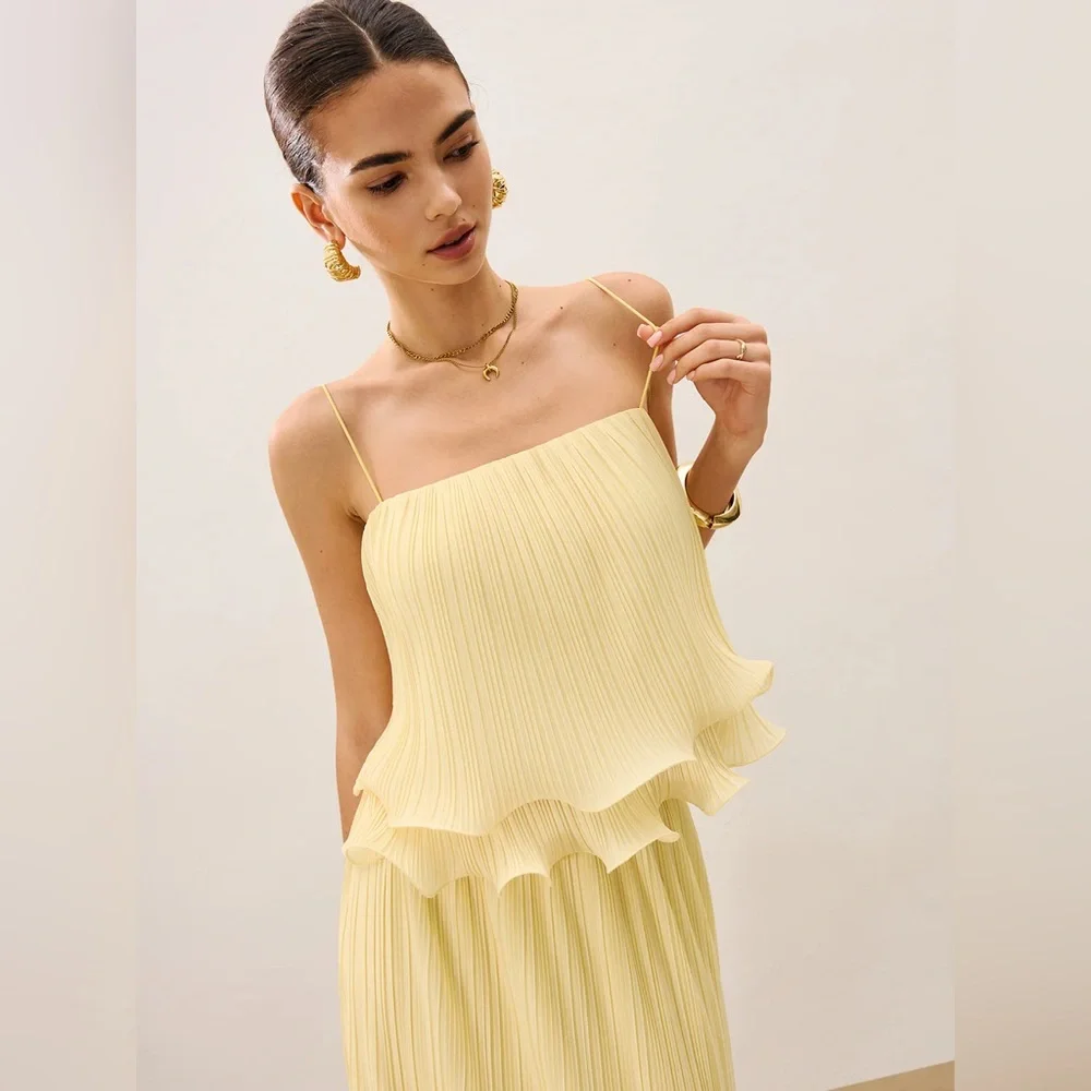 Commense Pleated Layered Ruffle Skirt Set - Picture 6 of 13